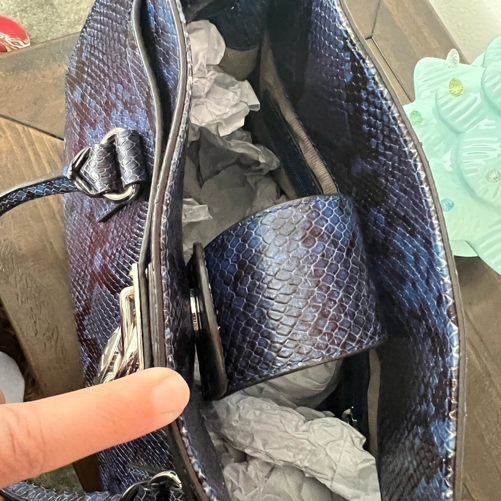 Michael Kors Hamilton Blue Python Snake Soft Leat… - image 5